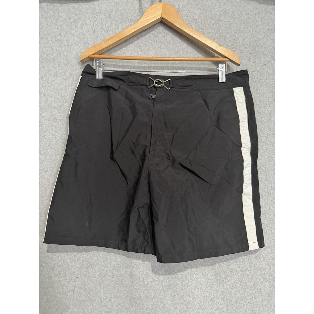 Polo Ralph Lauren Swim Trunks Mens 34 Black White Stripe Mesh Lined Board Shorts